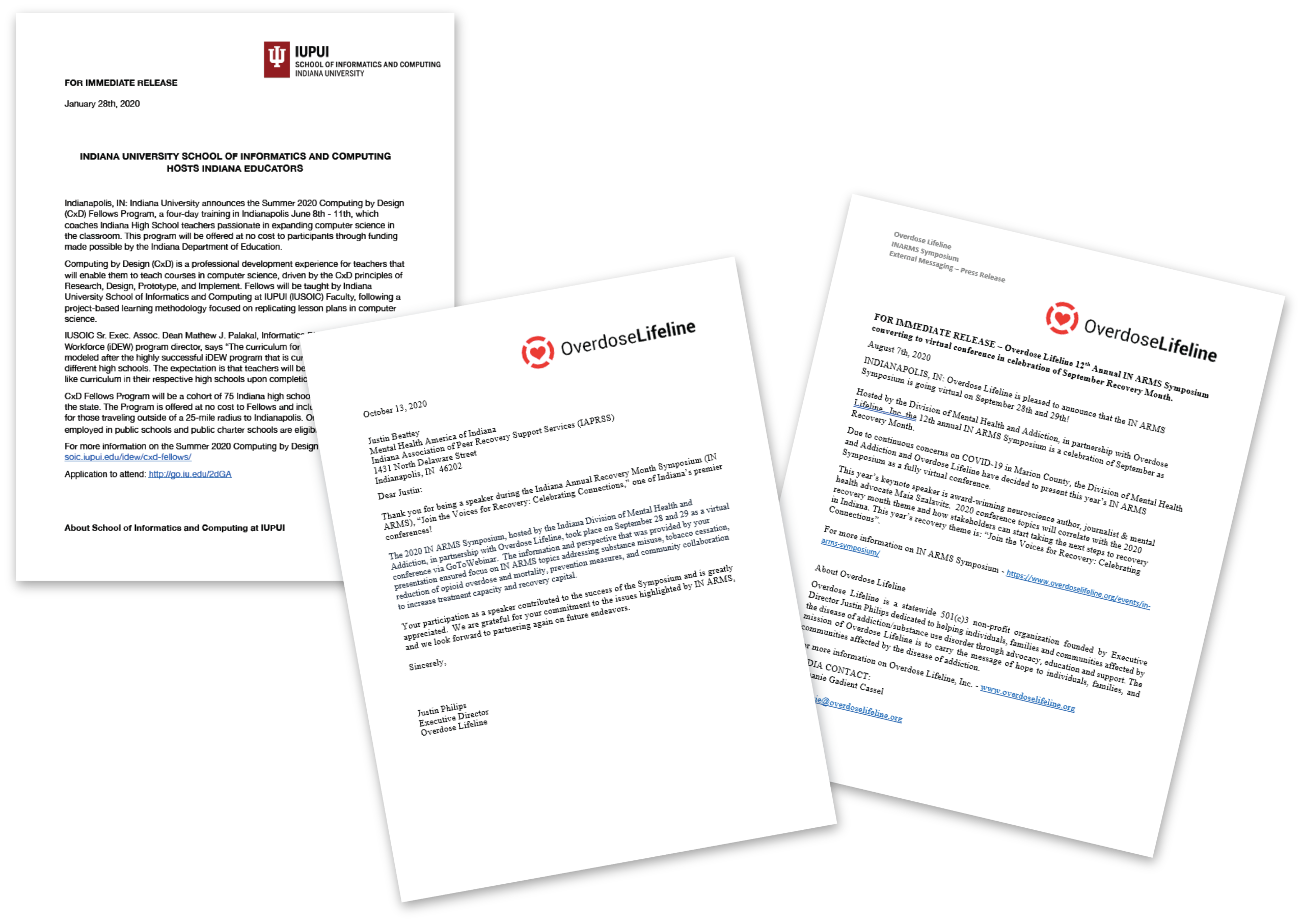 example of Techserv produced PR for Overdose Lifeline